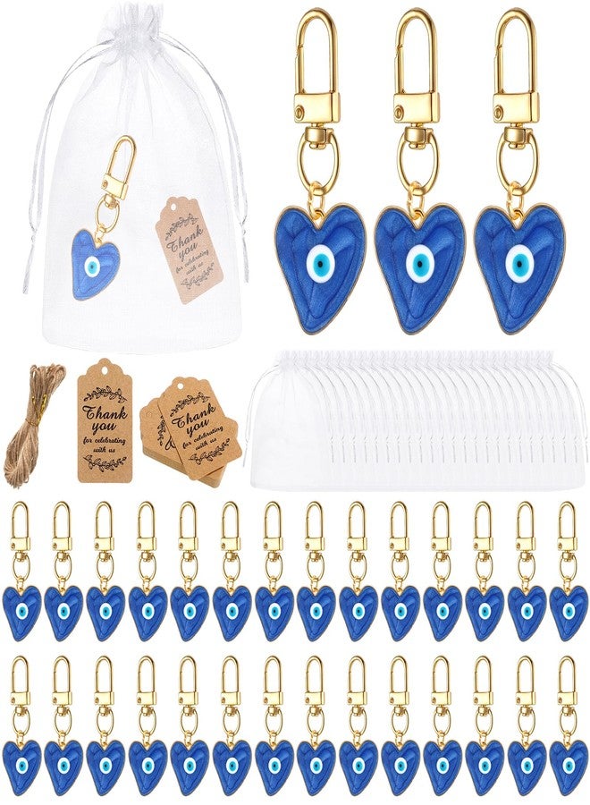 Yuntau 20 Set Evil Eye Keychain Bulk Christmas Party Favor Keyring Gift with Thank You Tag Organza for Women Bag - Image 1